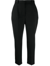 Alexander Mcqueen High-waisted Tapered Trousers In Black