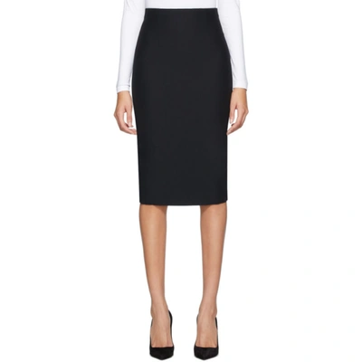 Alexander Mcqueen Black Leaf Crepe Pencil Skirt