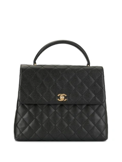 Pre-owned Chanel 2002 Diamond Quilted Tote In Black
