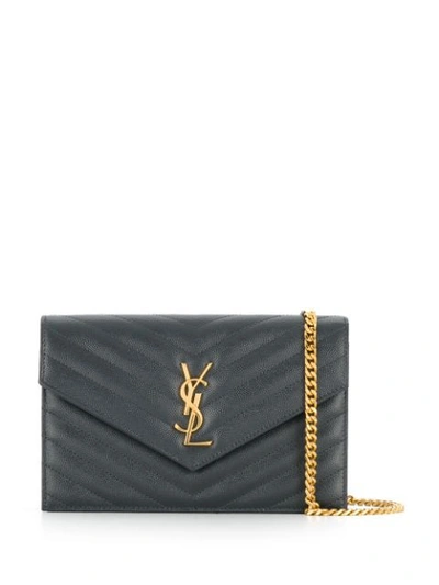 Saint Laurent Monogram Crossbody Bag In Grey