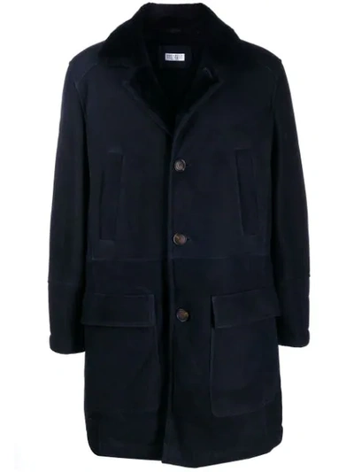 Brunello Cucinelli Shearling Coat In Blue