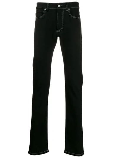 Versace Contrast Stitch Straight Jeans In Black