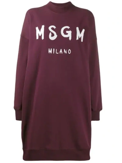 Msgm Logo Jumper Dress In Red