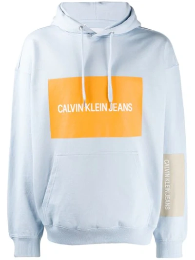 Calvin Klein Jeans Est.1978 Multi Logo Hoodie In Blue