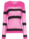 Miu Miu Loose Knit Striped Jumper In Pink