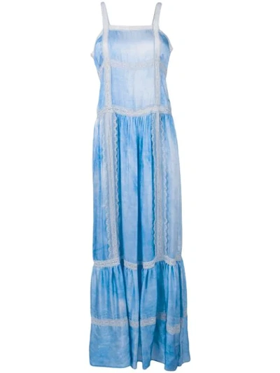 Wandering Lace Trim Maxi Dress In Blue