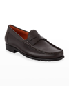 Santoni Ascott Leather Penny Loafers In Brown