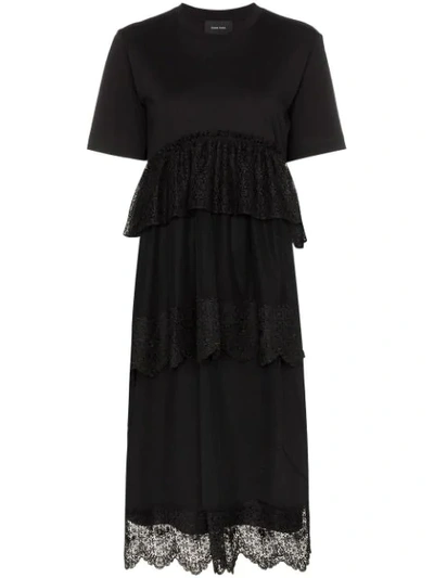 Simone Rocha Layered Tiered Tulle T-shirt Dress In Black
