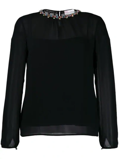 Red Valentino Crystal Collar Blouse In Black