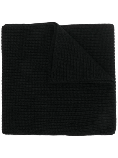 Stone Island Ribbed Knit Scarf In Black