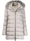 Herno Fox Fur Trim Puffer Coat In Grey