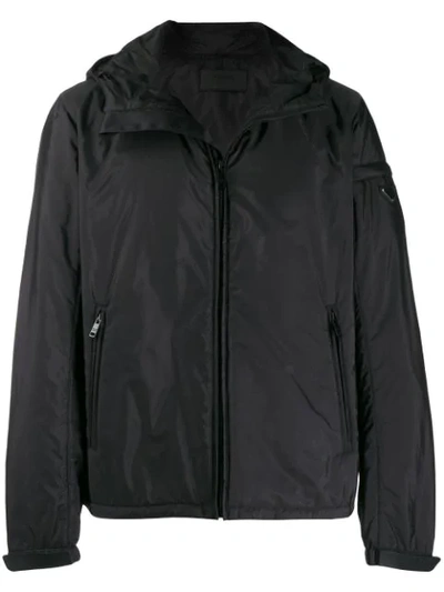 Prada Hooded Padded Jacket In Black