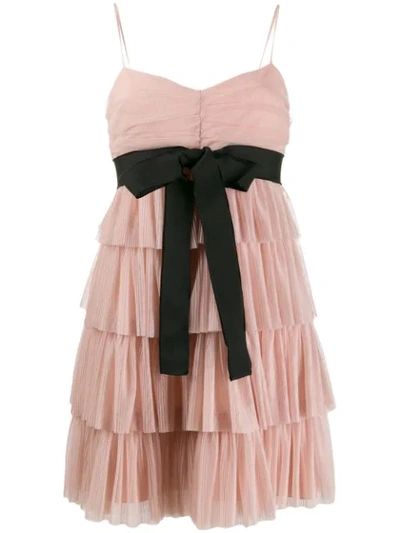 red valentino pink tulle dress Red Valentino Pleated Tulle Mini Dress In Nude