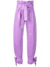 Attico Cropped Paperbag Trousers In Purple
