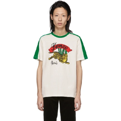 Kenzo White Bamboo Tiger T-shirt In Black