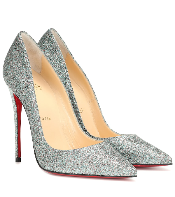 christian louboutin silver glitter pumps