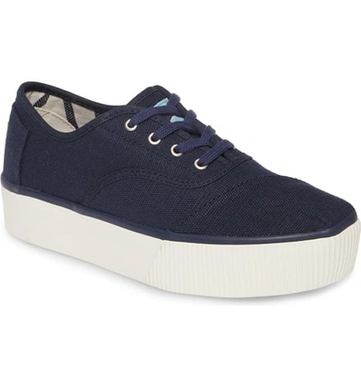 Toms Cordones Boardwalk Sneaker In Navy Heritage Canvas