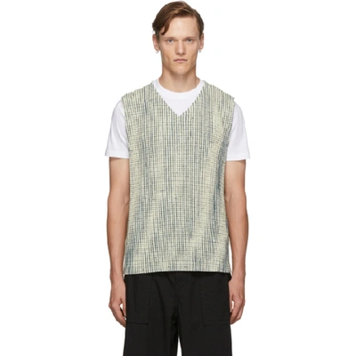 Issey Miyake Homme Plisse  Off-white Mc June Network Check Tank Top In 03.ivory
