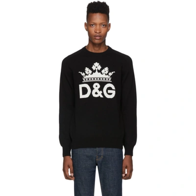 Dolce & Gabbana Dolce And Gabbana Black Cashmere Dg Crown Sweater