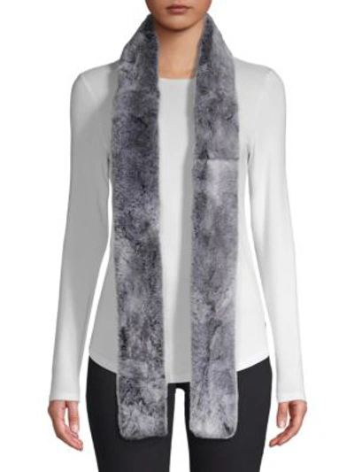 Adrienne Landau Rabbit Fur Boa Scarf In Black Snow