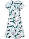 Tory Burch Ruffled Smocked Floral-print Cotton Midi Dress In Light Blue