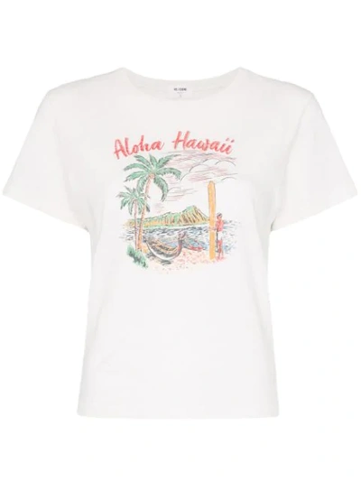 Re/done Classic Printed Slub Cotton-jersey T-shirt In White