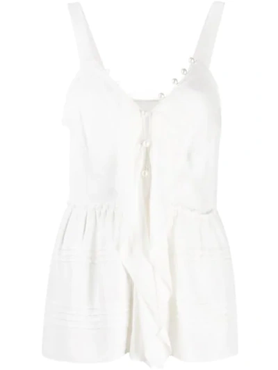3.1 Phillip Lim / フィリップ リム Faux Pearl-embellished Ruffled Crepe Camisole In White