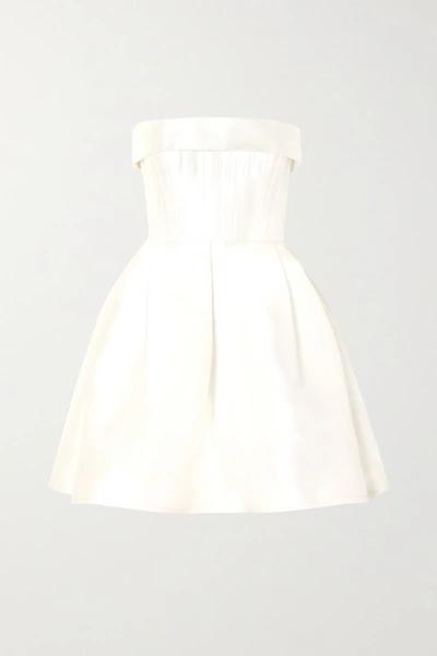 Alex Perry Elyse Strapless Silk-faille Mini Dress In White