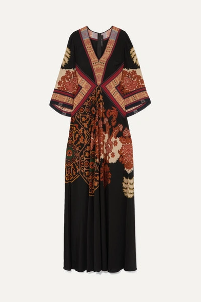 Etro Printed Silk Crepe De Chine Maxi Dress In Nero