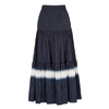 Tory Burch Tiered Printed Cotton-voile Maxi Skirt In Midnight Blue