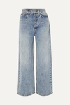 Re/done 60s Extreme Cropped High-rise Wide-leg Jeans In Light Denim