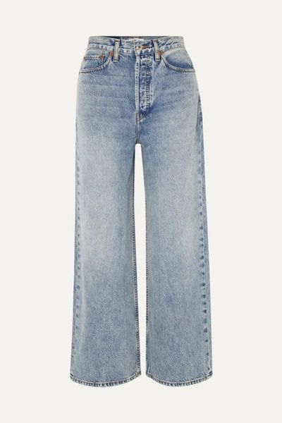 Re/done 60s Extreme Cropped High-rise Wide-leg Jeans In Light Denim