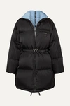 Prada Belted Quilted Shell Down Coat In Black