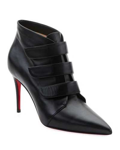 Christian Louboutin Trini Grip Red Sole Booties In Black