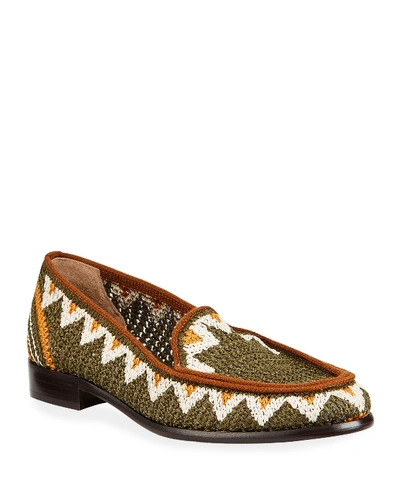 Tabitha Simmons Blakie Sol Woven Loafers, Olive