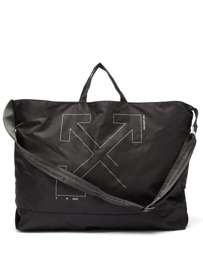 Off-white Unfinished Logo-print Shell Tote Bag In Black