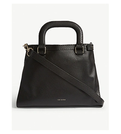 Ted Baker Grained Leather Large Tote In Black