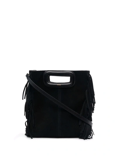 Maje M Fringed Crossbody Bag In Noir