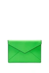Rebecca Minkoff Leo Neon Leather Envelope Clutch In Neon Green