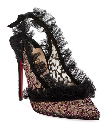 Christian Louboutin Incarna Lace Red Sole Pumps In Black Black Lace Stiletto Pumps With Red Soles Pictures, Photos