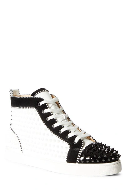 Christian Louboutin Men's Louis Spikes 2 Leather High-top Sneaker In White