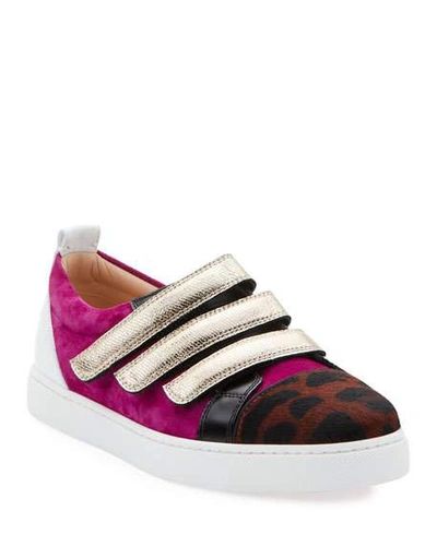 Christian Louboutin Kiddo Donna Red Sole Sneakers In Magenta