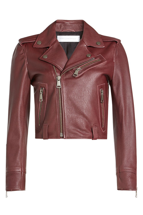 Victoria Victoria Beckham Classic Leather Biker Jacket In Red | ModeSens