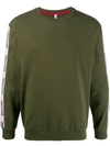 Moschino Branded-tape Cotton-jersey Sweatshirt In 430 Militare