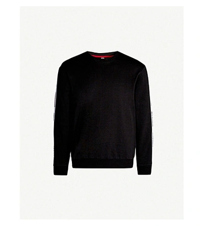 Moschino Branded-tape Cotton-jersey Sweatshirt In Black