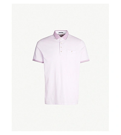 Ted Baker Toff Geometric-print Cotton Polo Shirt In Purple