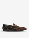 Gucci Jordan Logo-embroidered Velvet Loafers In Brown/ Nero
