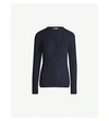 Thom Browne Long-sleeved Cable-knit Wool Jumper In Navy