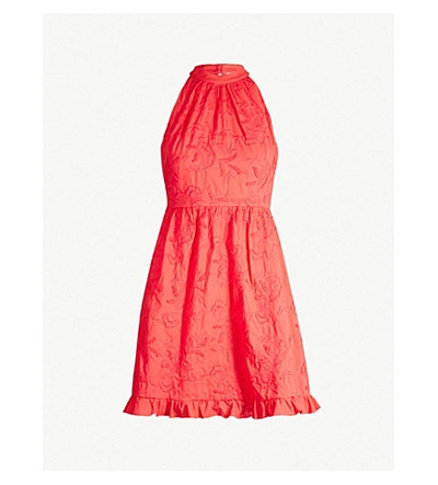 ted baker embroidered dress Textured Rose Embroidery Sleeveless Midi Dress | Enkoaa main image 0