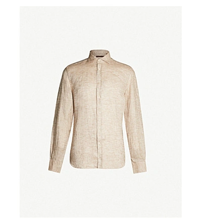 Corneliani Regular-fit Linen Shirt In Camel